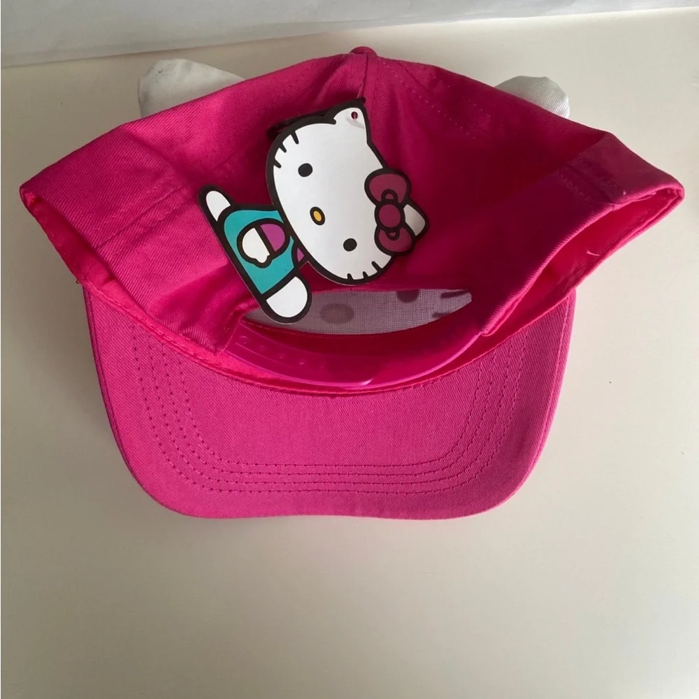 Hello Kitty Sanrio Face Youth Hat with Ears Pink NWT 2023 Children OS Adjustable